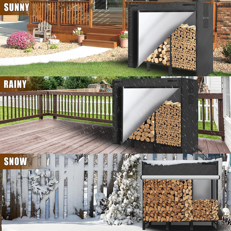 Firewood Rack Outdoor With Cover Fireplace Wood Storage Heavy Logs Stand Stacker Holder Strong Lumber Racks Outside For Courtyard Patio