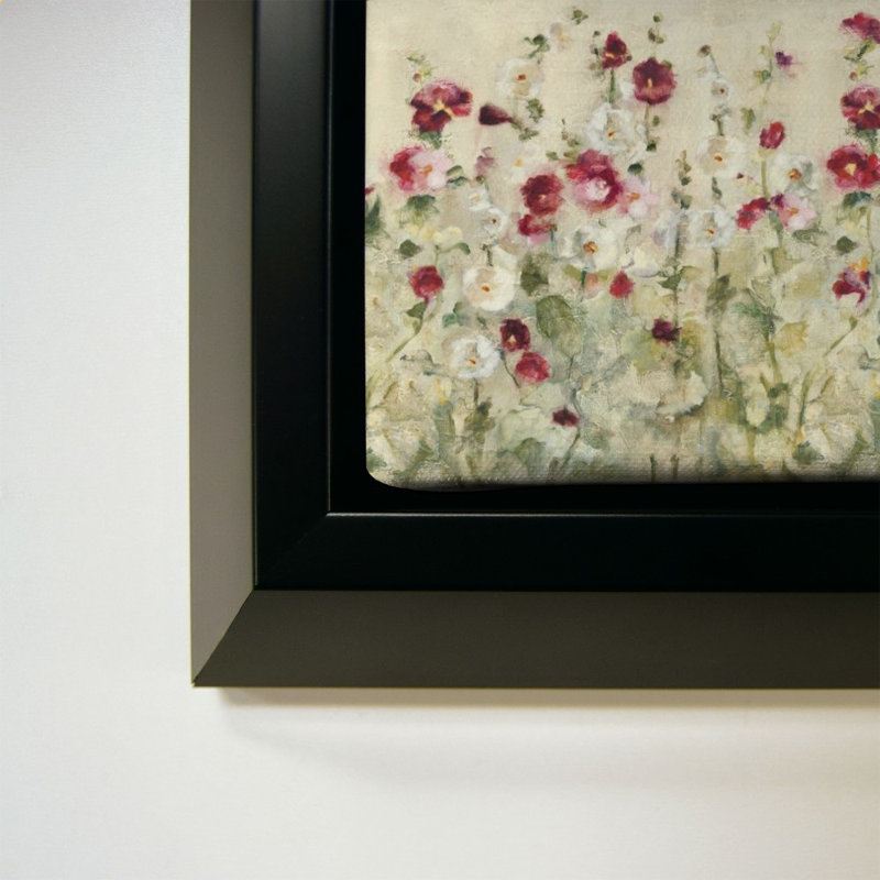 Hollyhocks Row Cool par Cheri Blum - Impression sur toile, H 28 po x l 28 po, Noir