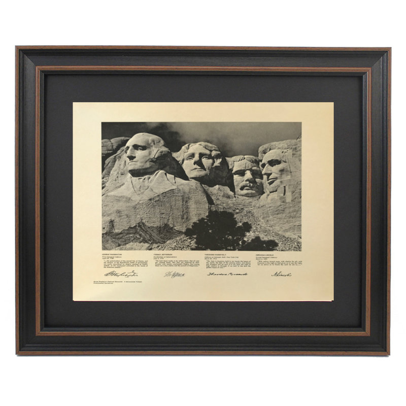 Photo du Mont Rushmore National Memorial | Reproduction d'art textuel encadrée sur parchemin antique