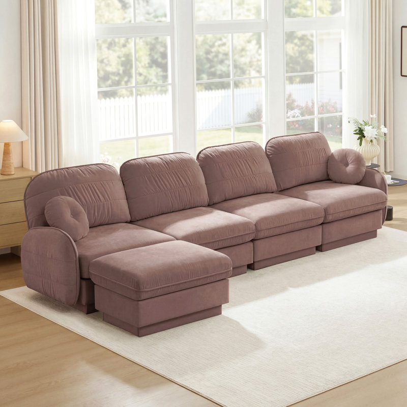 Canapé en L Chenille Cloud, 73.2" W, Rose Dust Chenille