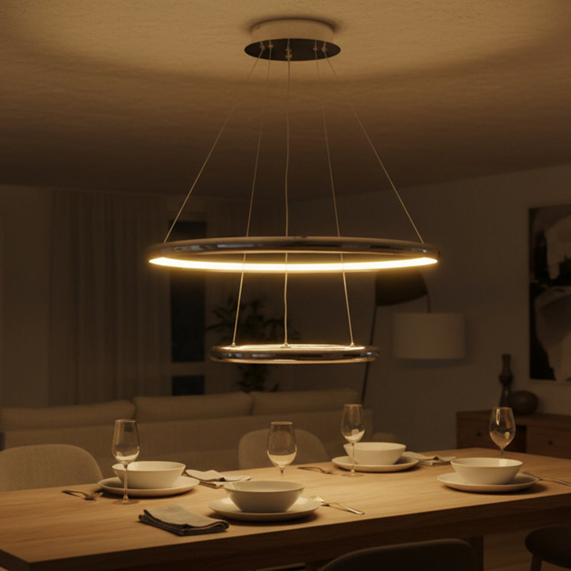 Luminaire suspendu unique à 2 lumières DEL à niveaux ako