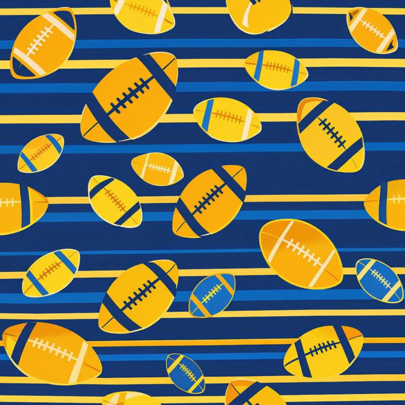 Couvertures rayées de football, L 50 po x H 60 po, Bleu foncé / jaune moyen