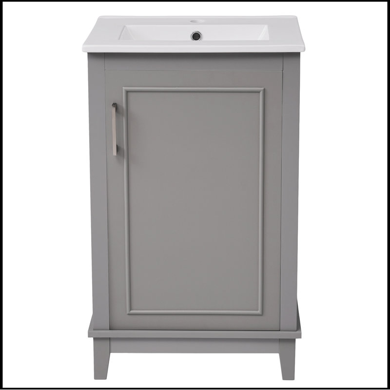 Ensemble de meuble-lavabo simple 20 po avec plateau en céramique Samith, Gris