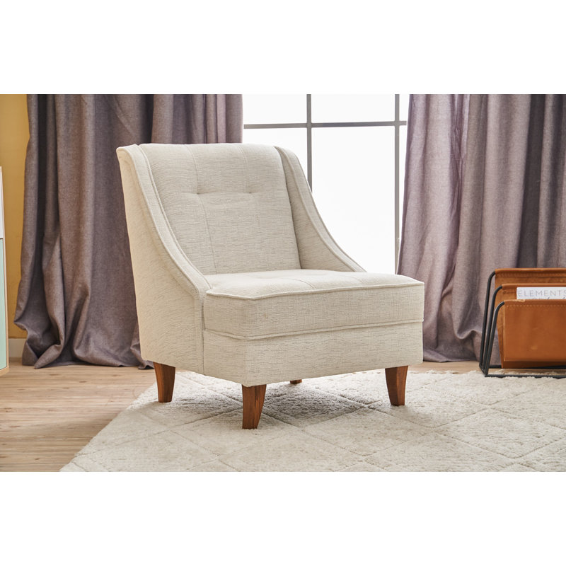 Fauteuil à oreilles, Mélange de polyester beige Nampreet