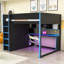 Lit mezzanine double avec bureau, garde-robe, tablettes et éclairage DEL-1572822503