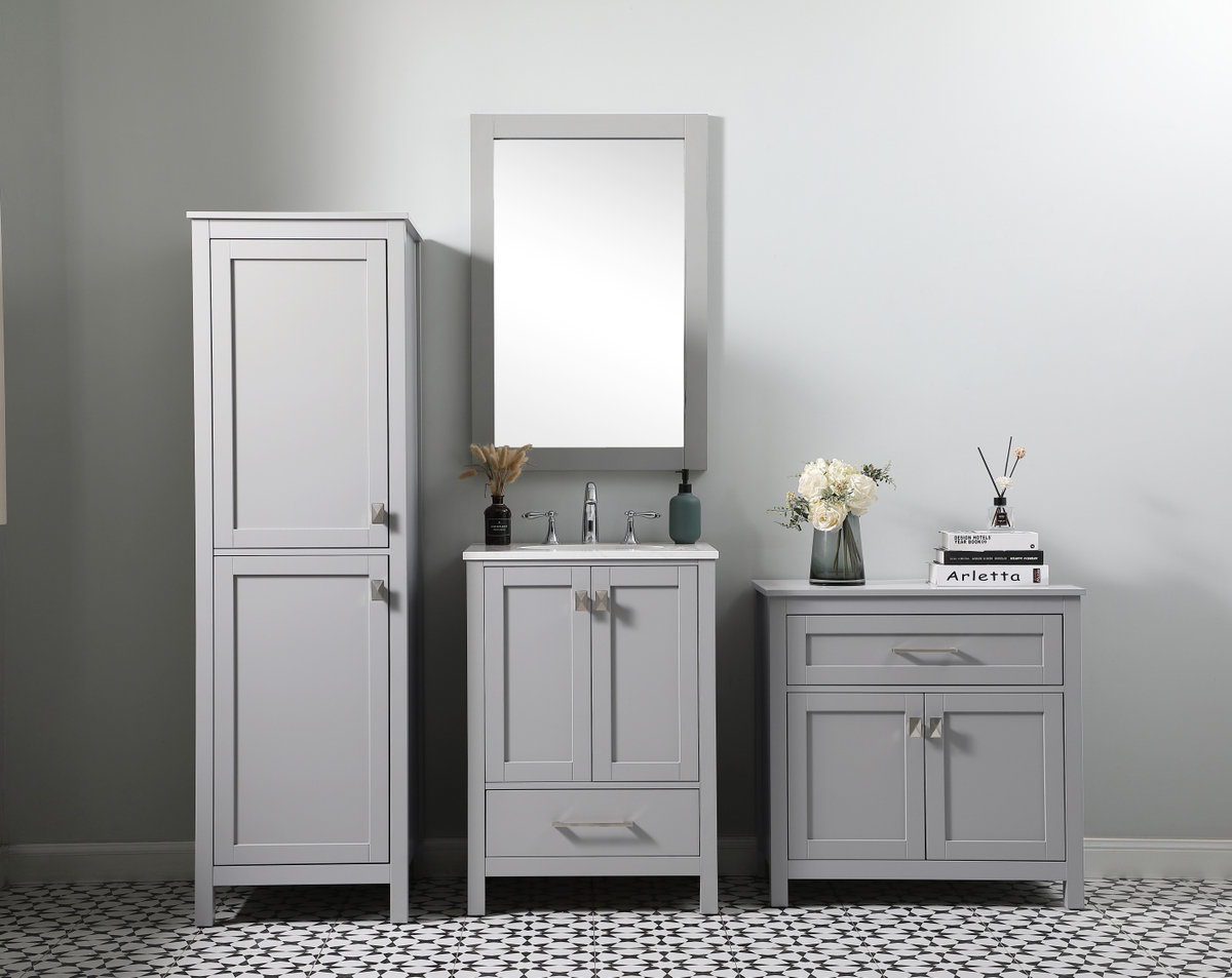 Destinymarie Linen Cabinet, Gray/Brushed Nickel, 65"H x 20"W x 22"D