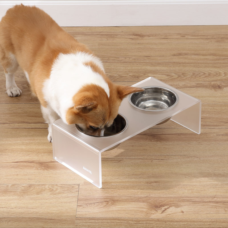 Mangeoire pour animaux Keaton, Petit (2,54 tasses / 20 oz liquides), Lune blanche / chrome