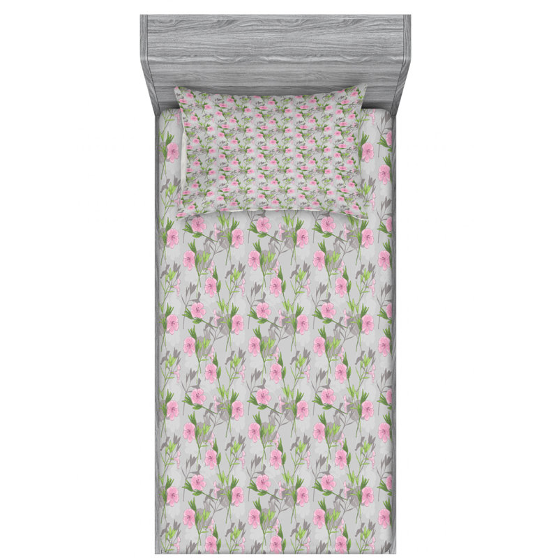 Ensemble de draps floral spring, Ensemble de draps pour lit simple avec drap-housse
