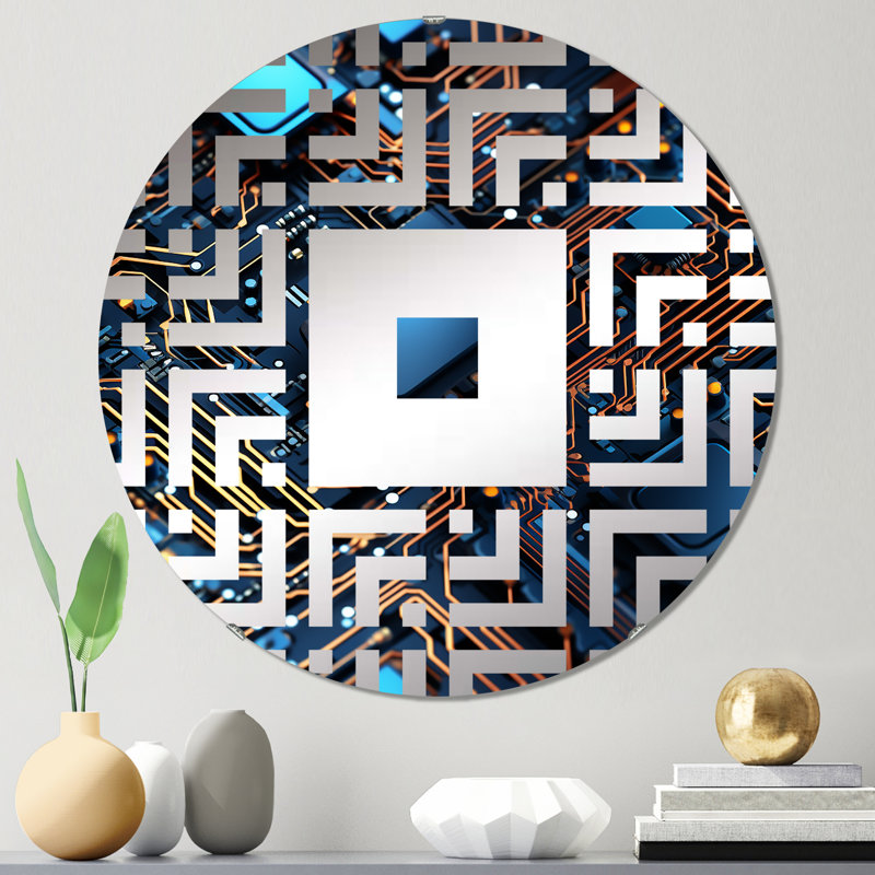 Futuriste ordinateur à miroir - Miroir mural carré, 31,4 po x 31,4 po