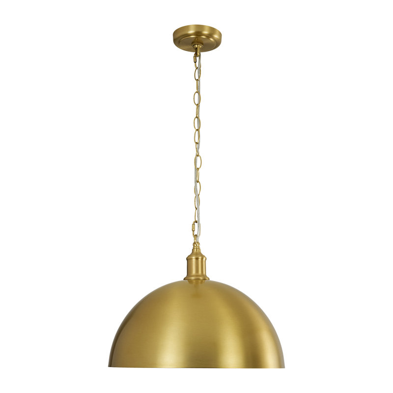 1-Light Dome Single Pendant, 12.2" H x 15.7" W x 15.7" D