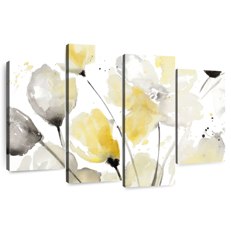 Avery neutre floral abstrait I, H 22 po x l 36 po