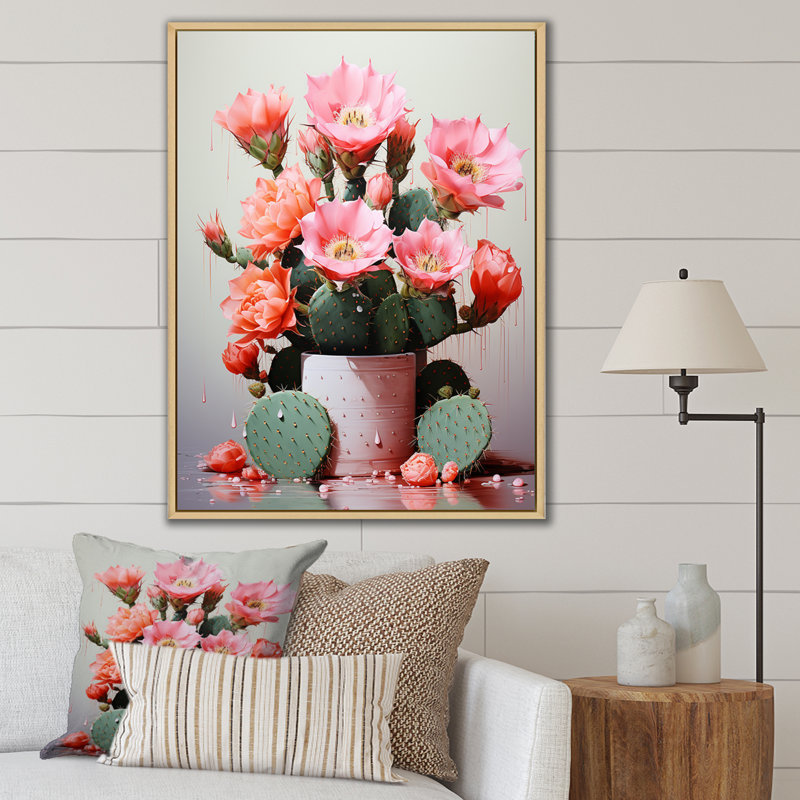 Cactus Raspberry Reserve - Cactus, reproduction d'art sur toile, H 40 po x l 30 po, Encadrement doré