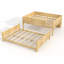 Lit superposé grand sur grand avec plateau pratique, lit superposé en bois massif avec tablettes de rangement et lattes améliorées, naturel clair-2112027363