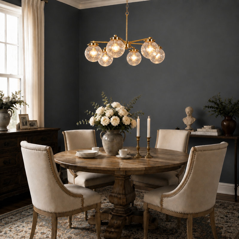 Hampson 6-Light Dimmable Wagon Wheel Chandelier