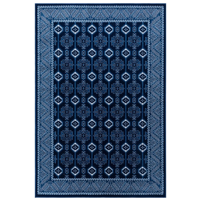 Oriental Area Rug, Blue, Round 120 cm