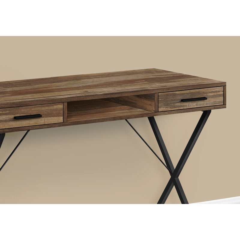 Bureau d'ordinateur, bureau personnel, ordinateur portable, installation à gauche, à droite, tiroirs de rangement, L 42 po, stratifié de travail, métal, contemporain, moderne