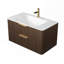 Lavabo de salle de bain 36 po, lavabo intégré en pierre frittée blanche, sans armoire, sans robinet et bonde