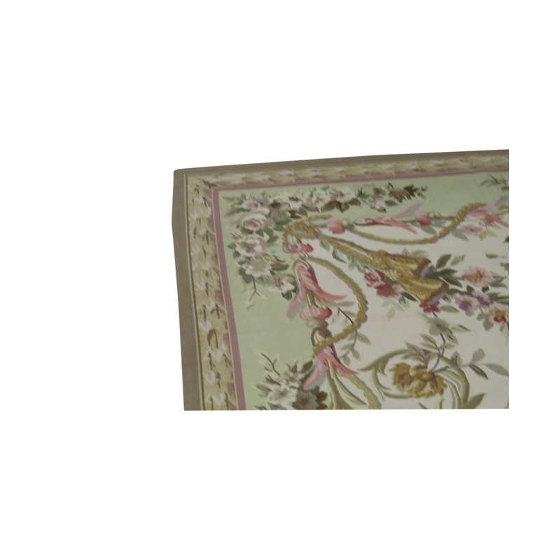 Hand-Knotted High-Quality Light Green and Light Blue Area Rug
