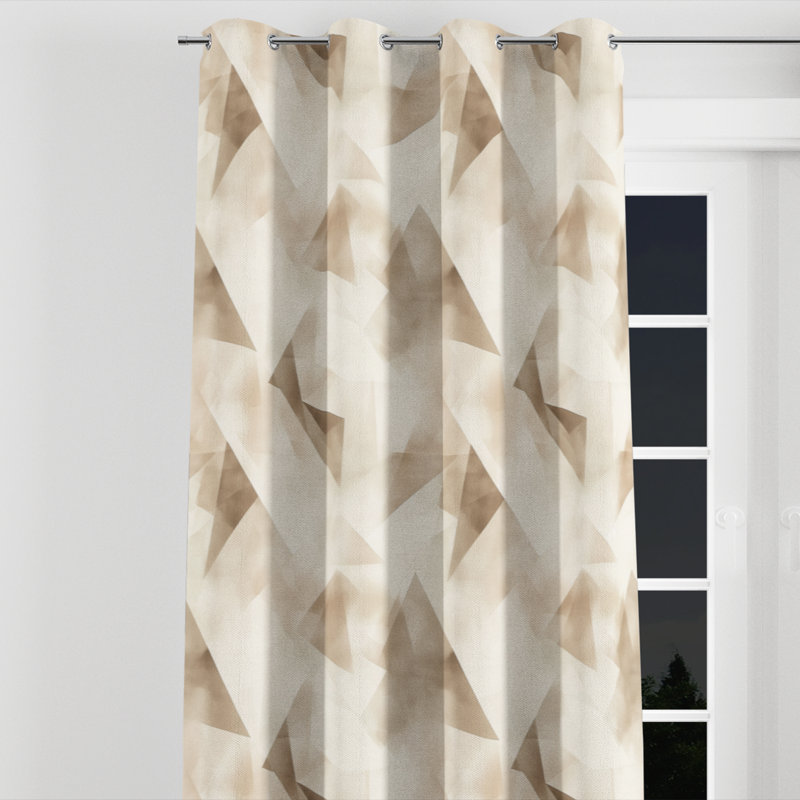 Rideaux à œillets Modern Modern - géométrique beige à œillets - 1 panneau, L 52 po x L 63 po, Œillets argentés