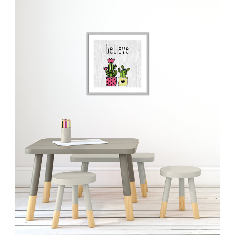Cactus B, art encadré, 22.5" H x 22.5" W x 1.18" D, Encadré de boîte argent