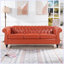 Canapé Chesterfield 84,6 po rembourré en similicuir avec accoudoirs roulés à 3 places et pieds en bois massif-691123984-733665474-733665532