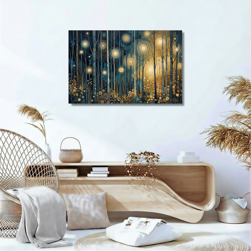 Ensemble de 1 tableau abstrait sur toile représentant une forêt, 18"H x 24"W, Wrapped Canvas
