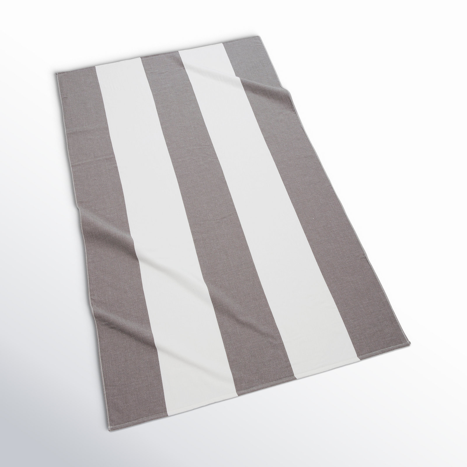 Striped Cotton Beach Towel, Charcoal/White