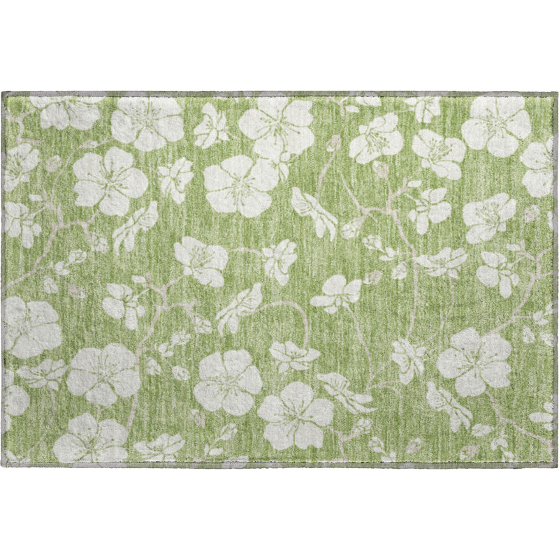 Premium Machine Washable Birchview AMF1032 Floral Rug, Rectangle 1'8" x 2'6"