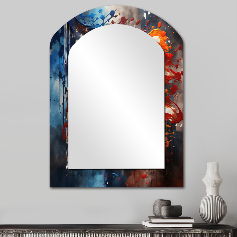 Drapeau moderne des États-Unis I - drapeau grand miroir asymétrique, décor de miroir mural unique arche traditionnelle, impression d'art en métal
