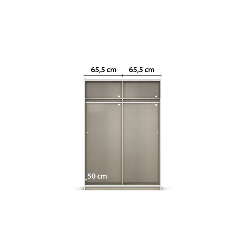 Sejo 2 Sliding Door Wardrobe W 131 cm, H 191 cm, Alpinwhite INCL. Delivery and Assembly