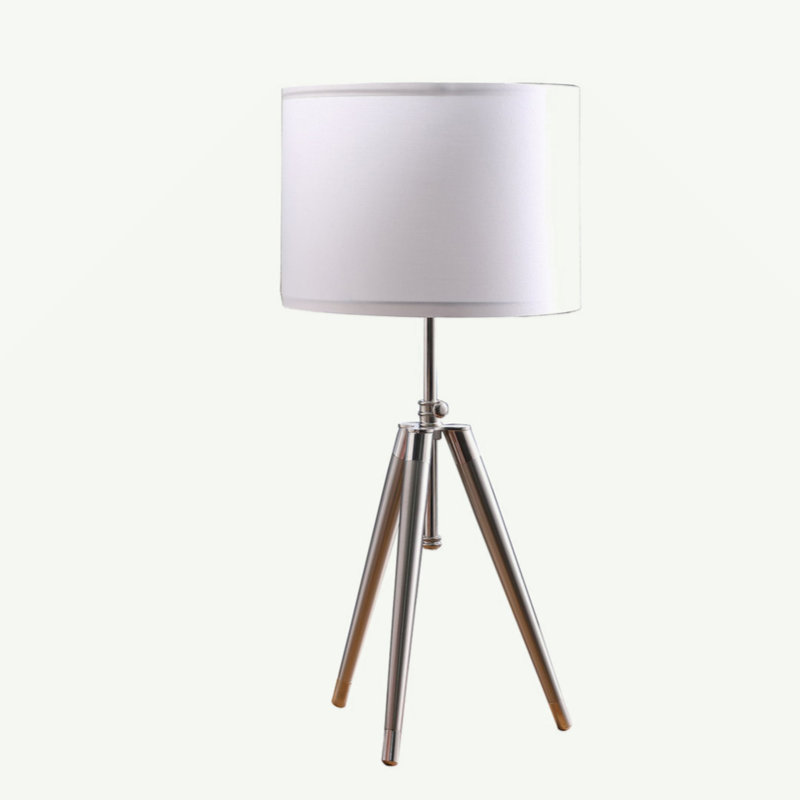 34.25" - 29.25" In Mid-Century Adjustable Tripod Chrome/Silver Metal Table Lamp