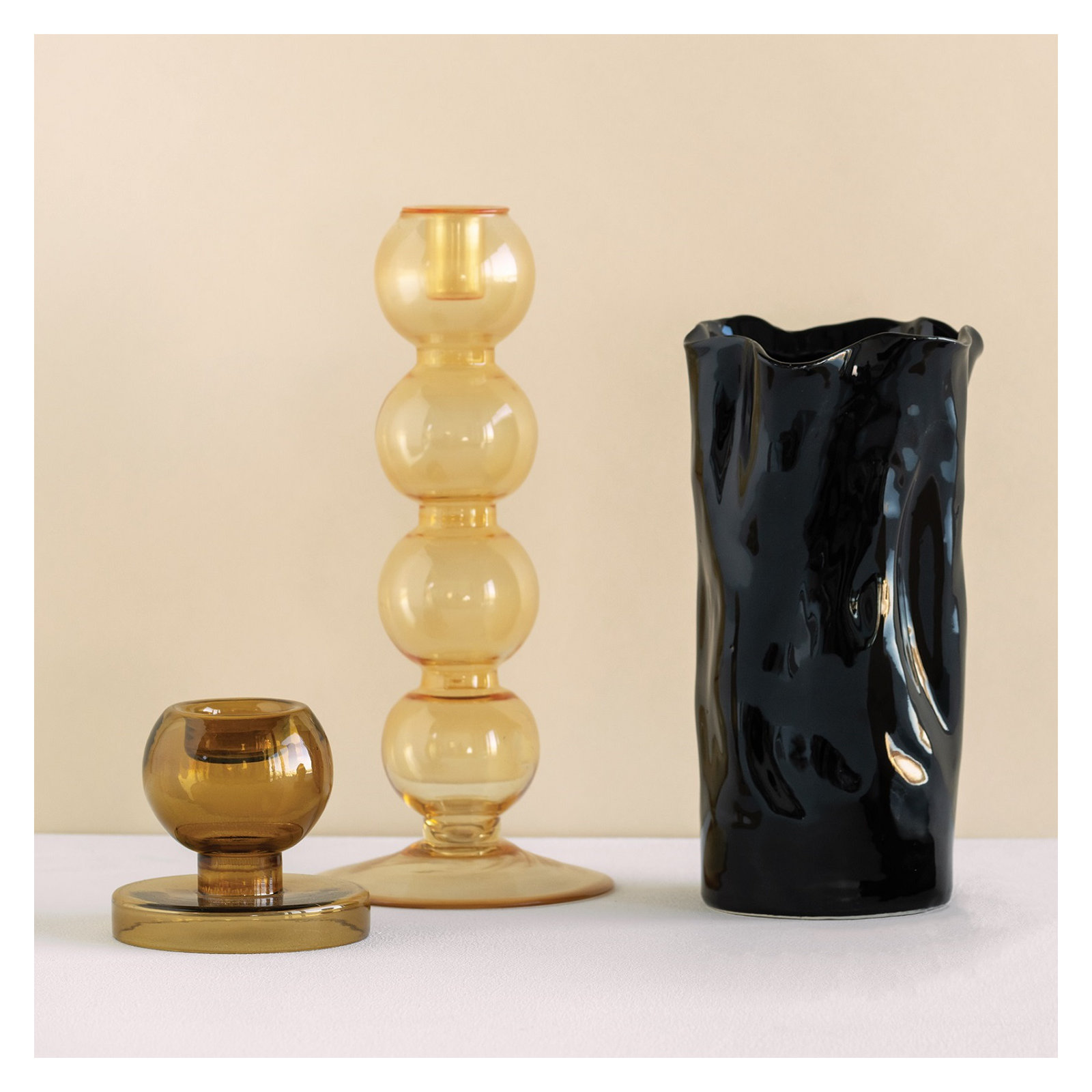 Geri 12.2" Glass Tabletop Candlestick, Beetle
