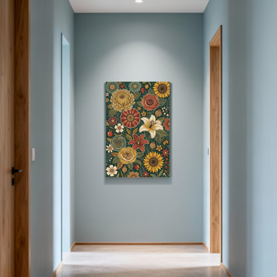 Motif floral de plantes et de fleurs aux couleurs vives et aux feuilles