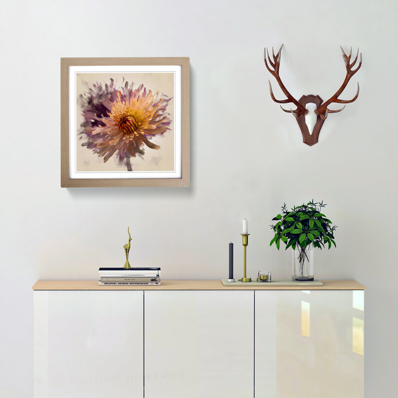 Chrysanthemum Gestural Art No.2 - Framed Print, Oak
