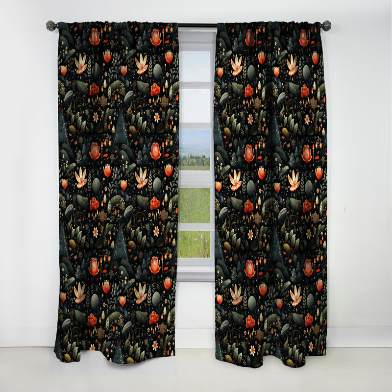 Nomadic Botanical Evasion - Rideau floral - Rideau occultant floral - 1 panneau, L 52 po x L 120 po