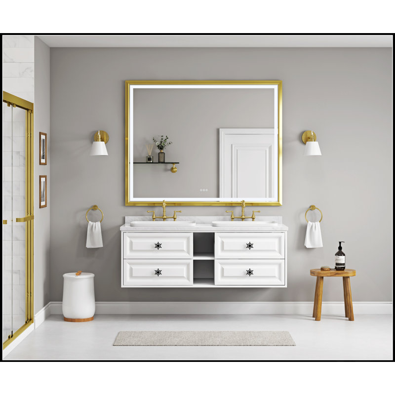 High Lumen LED Lighted Bathroom Mirror With Anti-Fog, Separate Controls For Modern Bathrooms And Bedrooms