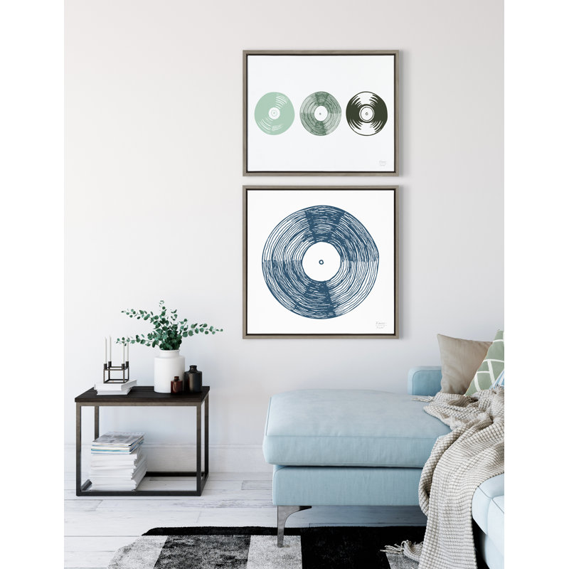 Trois disques par déclaration de biens encadrés, reproduction d'art sur toile