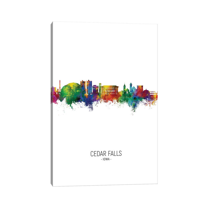 Cedar Falls Iowa Skyline Portrait by Michael Tompsett - 1 Piece Wrapped Canvas Painting, 101.6 cm H x 66.04 cm W x 3.175 cm D