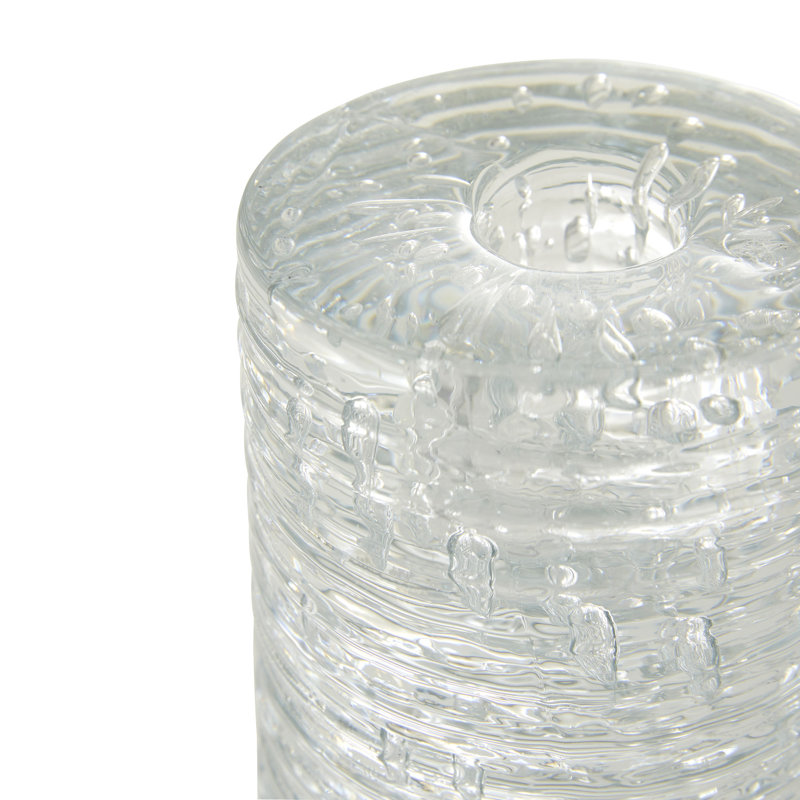 Clear Textured Glass Taper Candleholders Set