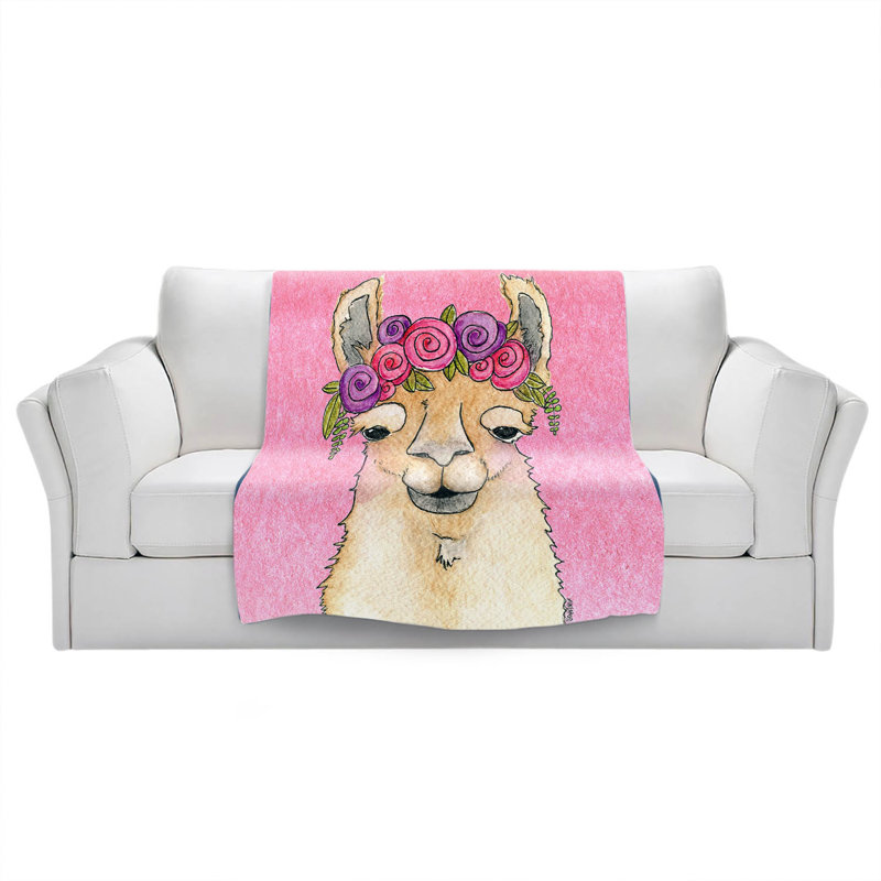 Couverture Garland Llama, 68 po x 80 po, Rose clair