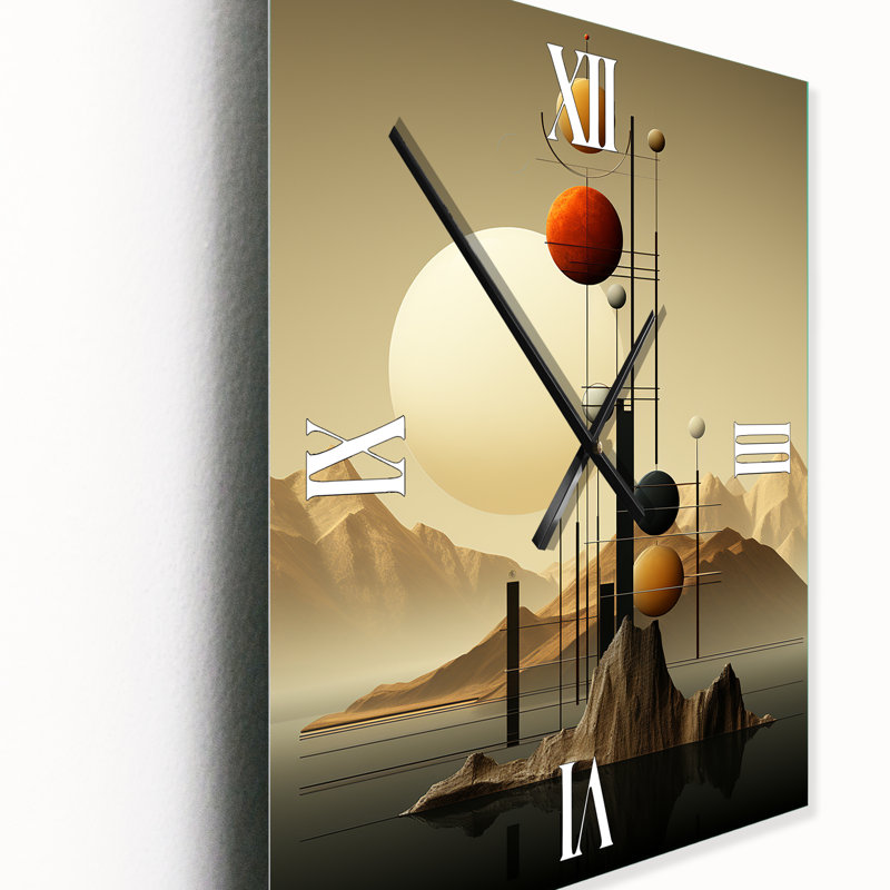 Pleine lune célébration de la solitude II - horloge murale moderne abstraite, H 28 po x l 12 po x P 1 po