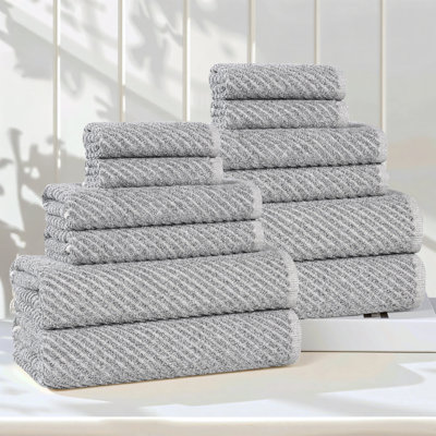 Ensemble de serviettes à séchage rapide en mélange de coton côtelé en diagonale