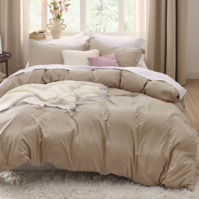 Housse de couette en microfibre de format grand format - ensemble de literie très doux en coton prélavé (ensemble de 3)