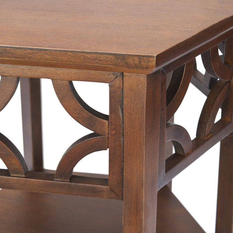 Shirlee Solid Wood End Table, Brown