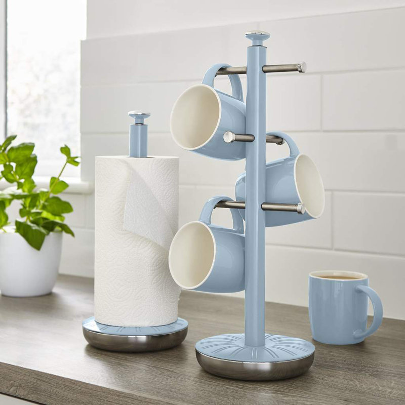 Swan Retro Towel Pole and Mug Tree, Blue