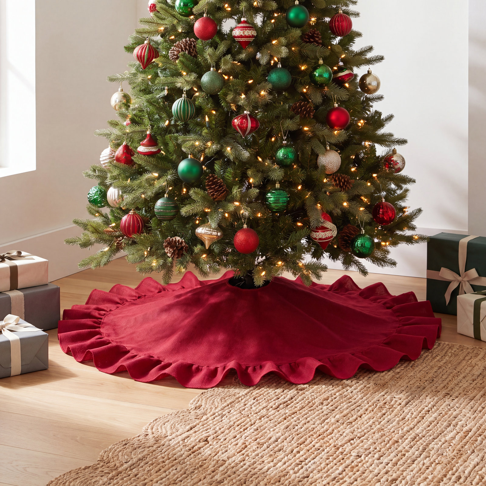 Sloane Tree Skirt, Red, 53" W