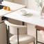 Table de bar semi-circulaire en plaque de pierre blanche pure.-1566070182