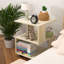 Table de chevet simple cubique ouverte, planche de bois manufacturée en grain naturel clair avec patins en caoutchouc noir-917280487