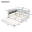 Lit plateforme en bois avec lit gigogne, tablettes et tête de lit double avec rangement