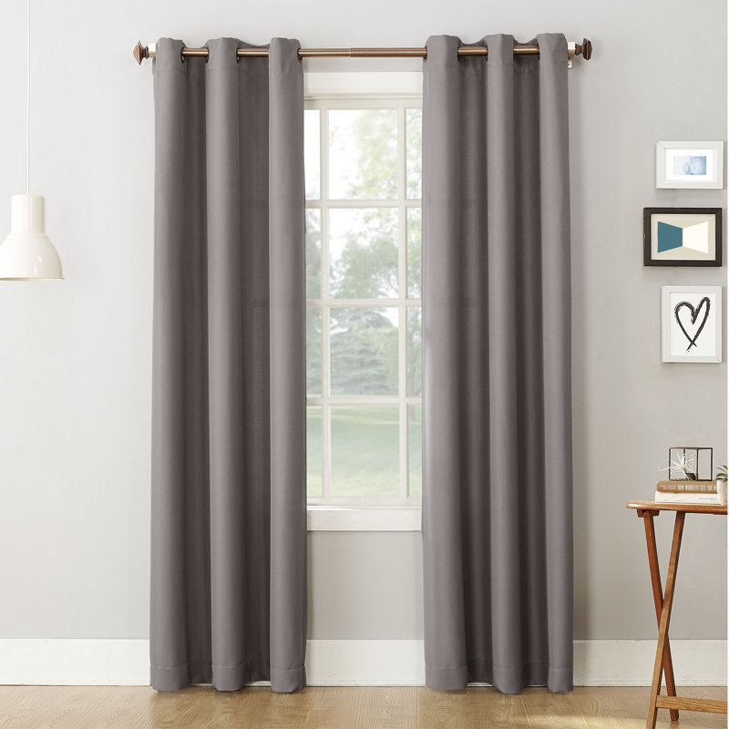 Brumbaugh Semi-Sheer Grommet Single Curtain Panel, 48" W x 84" L, Nickel